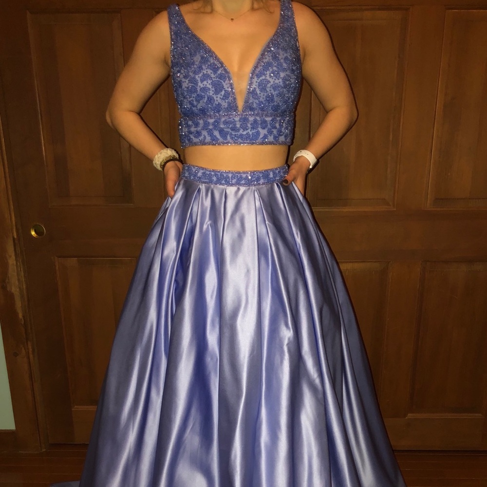 Light Blue Two Piece Prom Dress